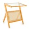 Boho End Table Wicker Rattan Glass Top Side Table Z Shaped Frame Nightstand Magazine Storage Shelf Accent Table Living Room